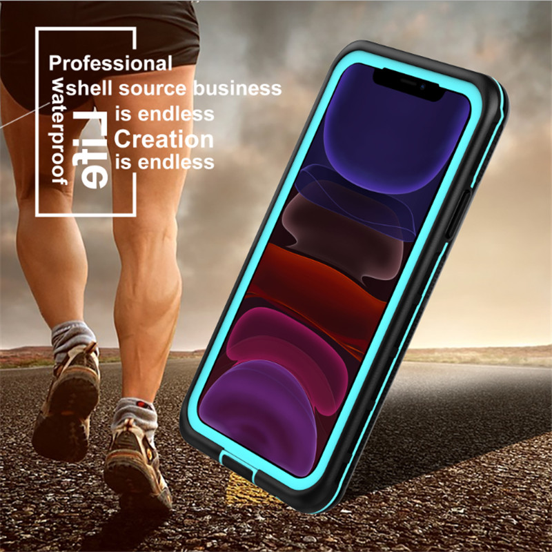 New pc+tpe+pet waterproof dustproof snowproof Phone Accessories Case for iphone 11( blue) transparent back cover