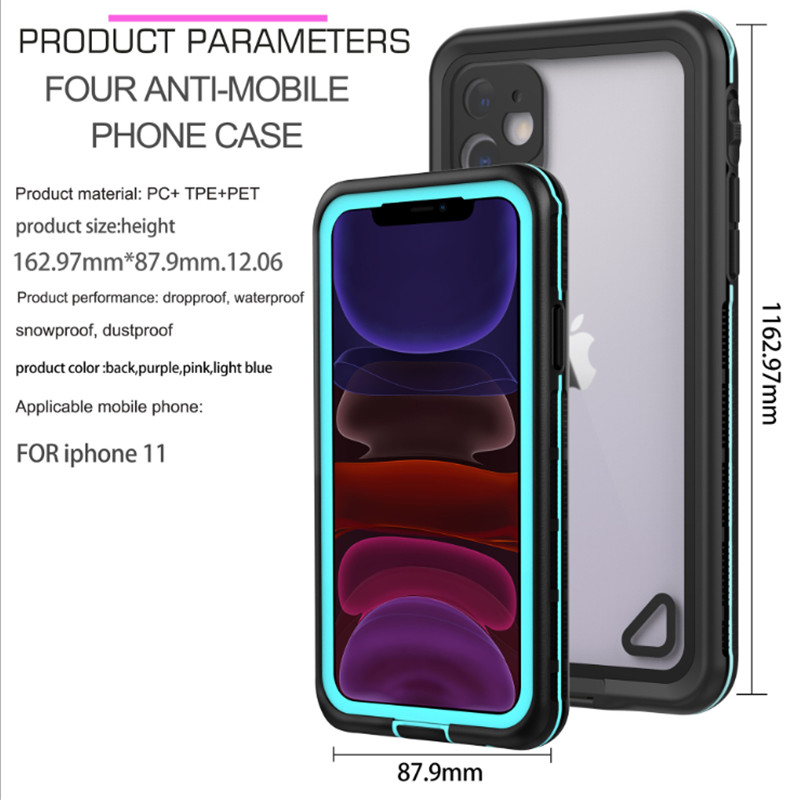 waterproof shockproof iphone 11 case underwater ipod case iphone 11 waterproof case ( black) with transparent back cover