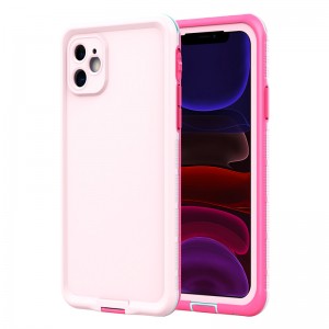 Water resistant cell phone case water resistant iphone case best waterproof case for iphone 11 ( pink) with solid color back cover