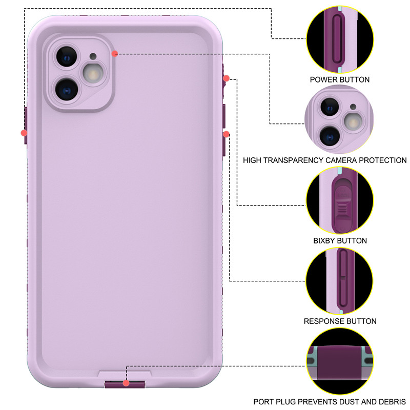 iphone 11 waterproof case fully waterproof iphone 11 case waterproofing ( purple) with solid color back cover