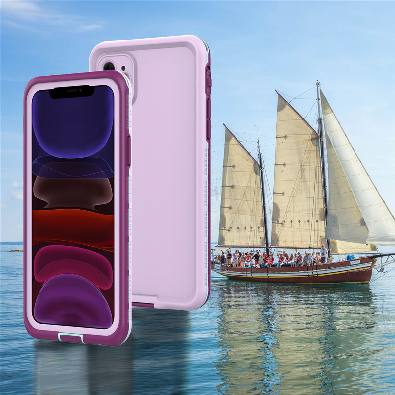 iphone 11 waterproof case fully waterproof iphone 11 case waterproofing ( purple) with solid color back cover