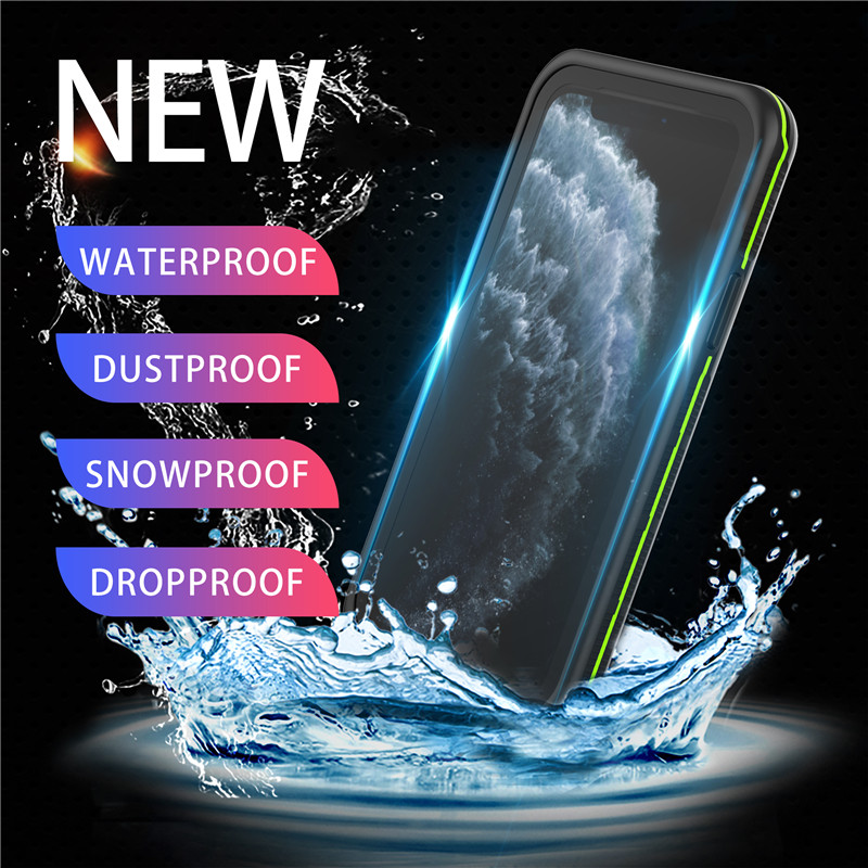 Universal waterproof case handphone waterproof case iphone water proof phone for iphone 11 pro ( black) with solid color back cover