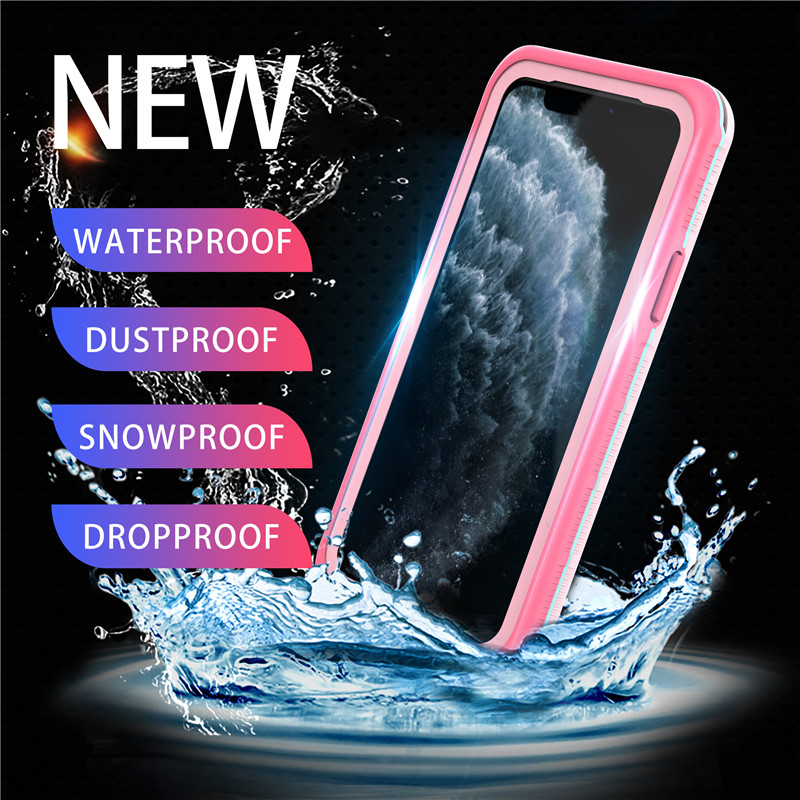 Apple iphone 11 pro waterproof 100 waterproof phone case iphone 11 pro waterproof puch ( pink) with solid color back cover