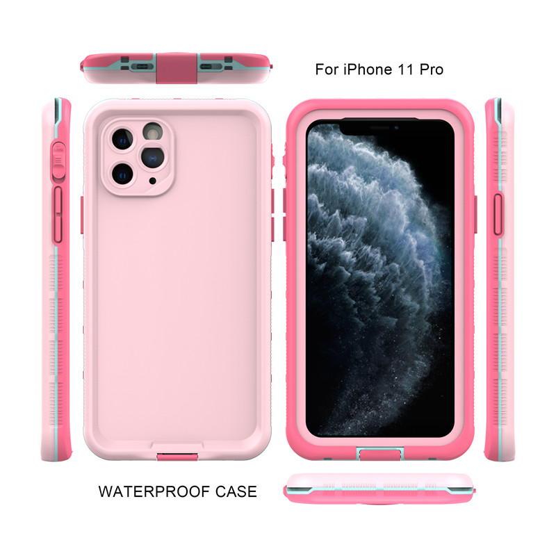 Apple iphone 11 pro waterproof 100 waterproof phone case iphone 11 pro waterproof puch ( pink) with solid color back cover