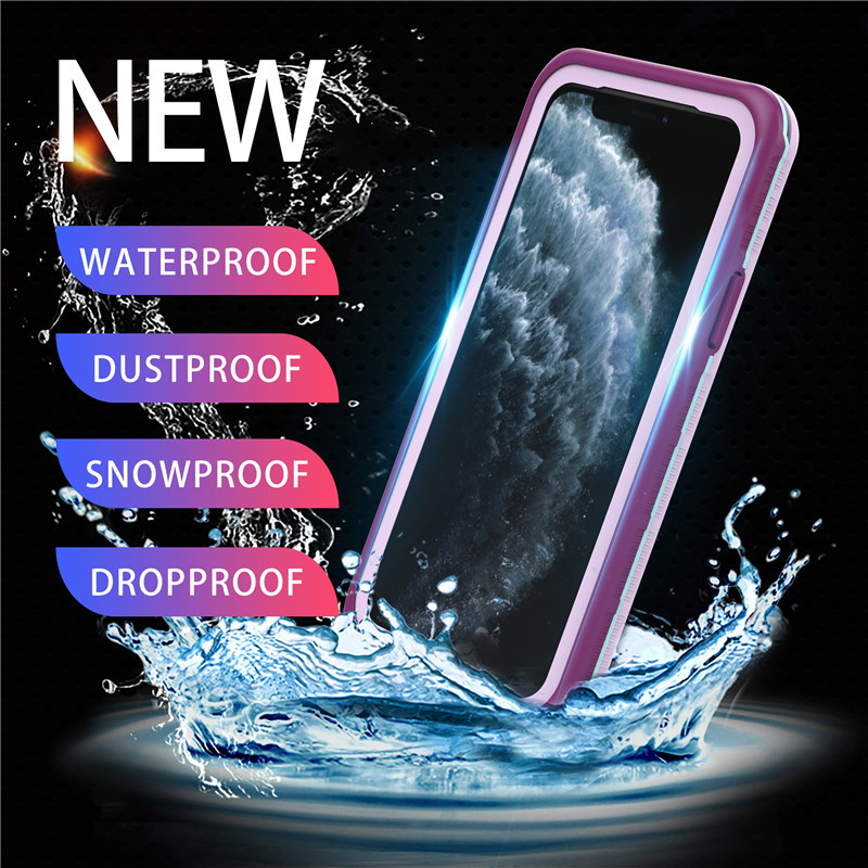 Iphone 11 pro case lifeproof beach proof phone case iphone pro waterproof case ( purple) with solid color back cover