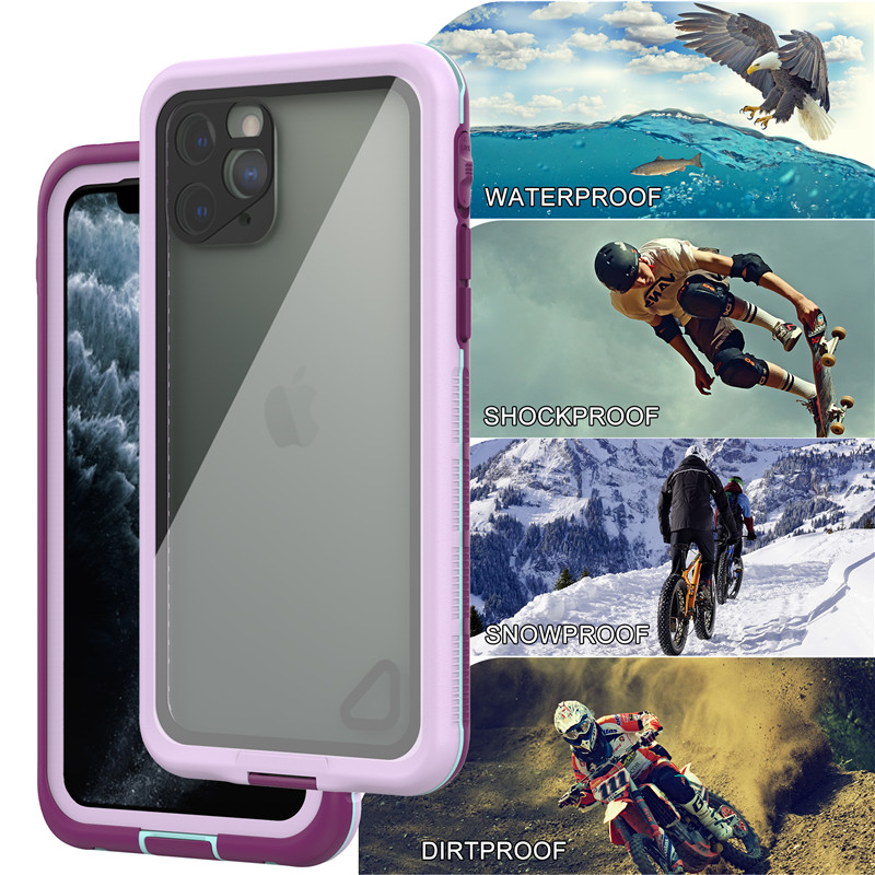 Best waterproof cell phone case the waterproof phone waterproof phone protector for iphone 11 pro ( purple) with transparent back cover