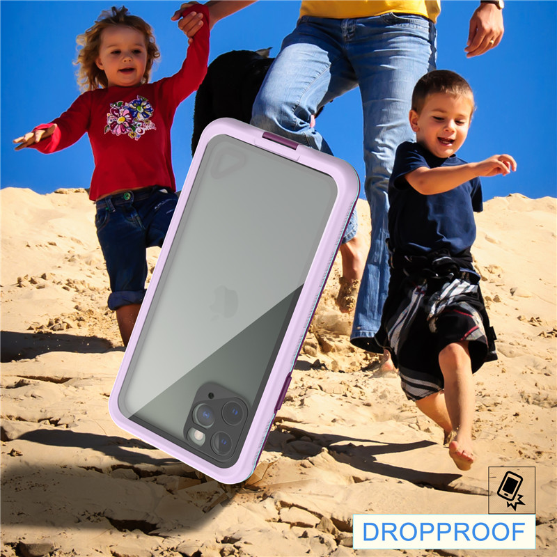 Best waterproof cell phone case the waterproof phone waterproof phone protector for iphone 11 pro ( purple) with transparent back cover