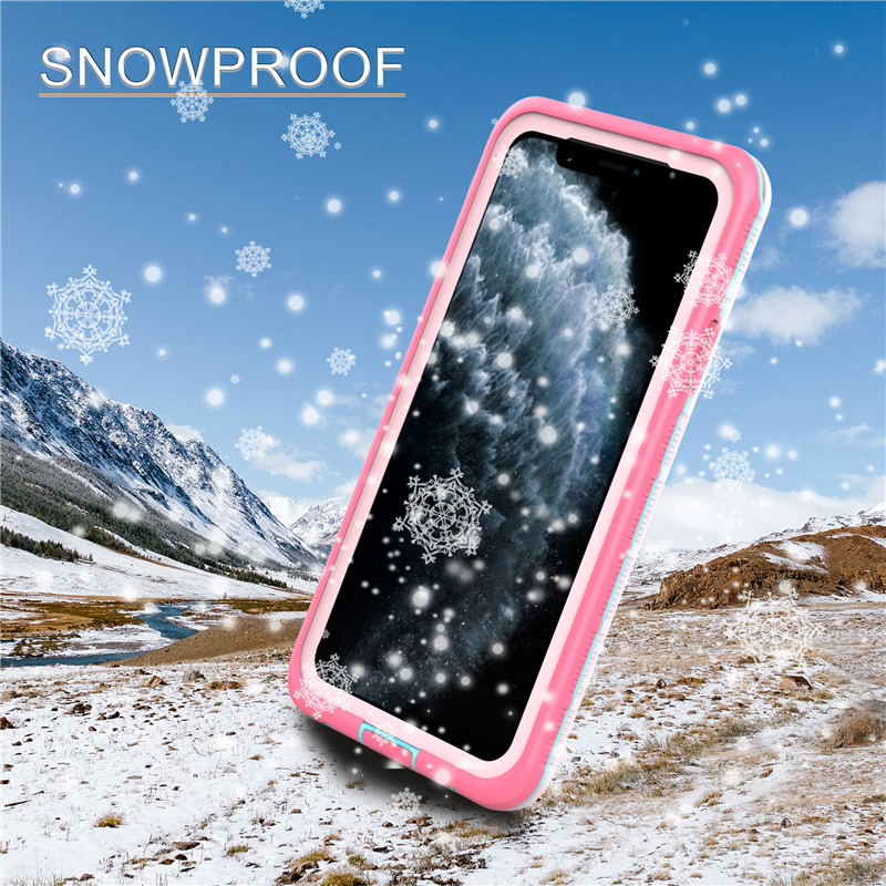 Waterproof case pouch dust proof iphone 11 pro max case drycase waterproof cell phone case ( pink ) with transparent back cover