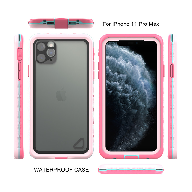 Waterproof case pouch dust proof iphone 11 pro max case drycase waterproof cell phone case ( pink ) with transparent back cover