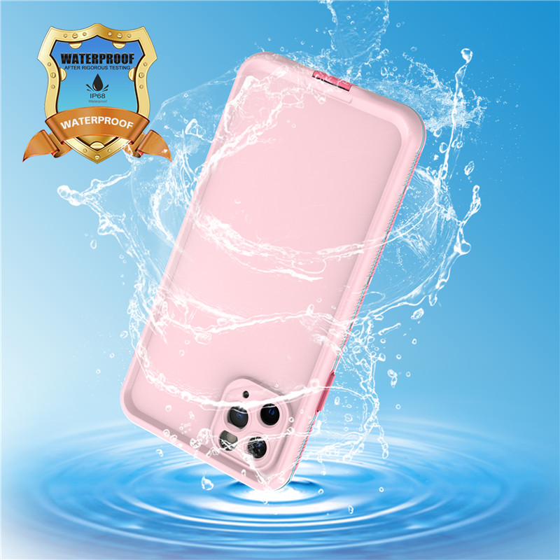 Best waterproof iphone case for snorkeling iphone 11 pro max waterproof underwater case lifeproof waterproof ( pink) with solid color back cover