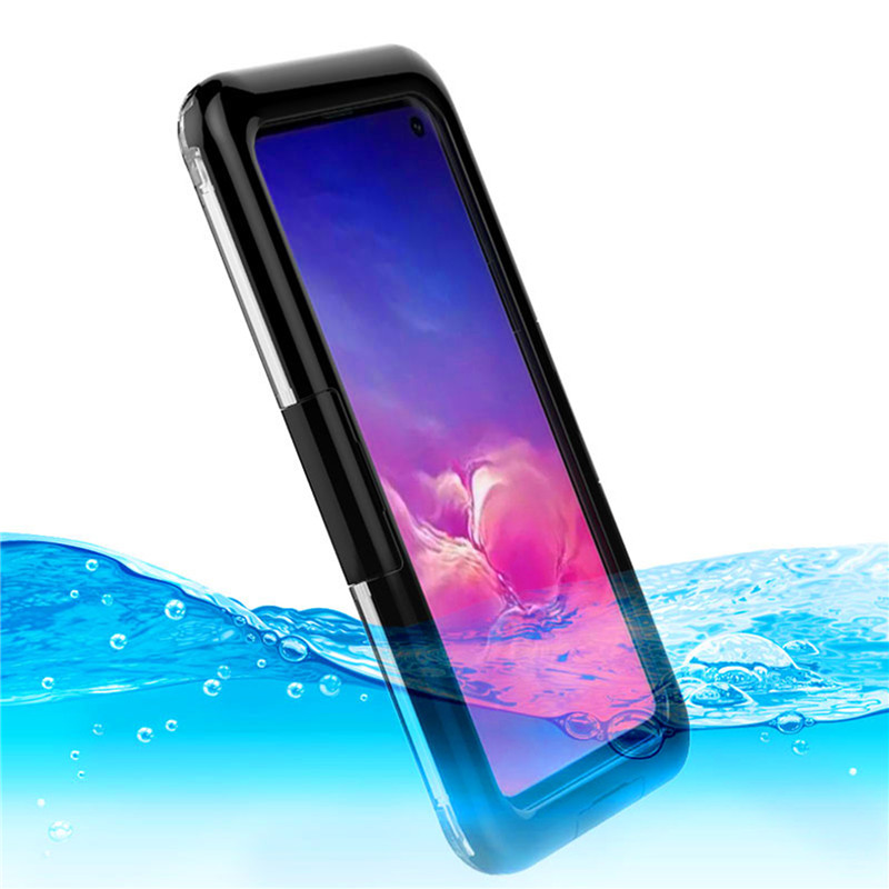 Waterproof phone case holder plastic case waterproof swim cell phone case for Samsung S10 ( Black )