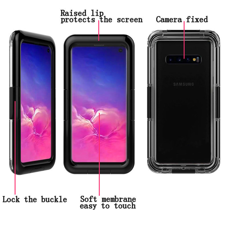 Waterproof phone case holder plastic case waterproof swim cell phone case for Samsung S10 ( Black )