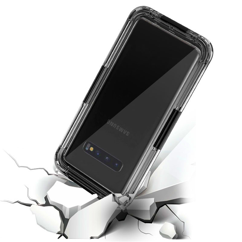 Waterproof phone case holder plastic case waterproof swim cell phone case for Samsung S10 ( Black )