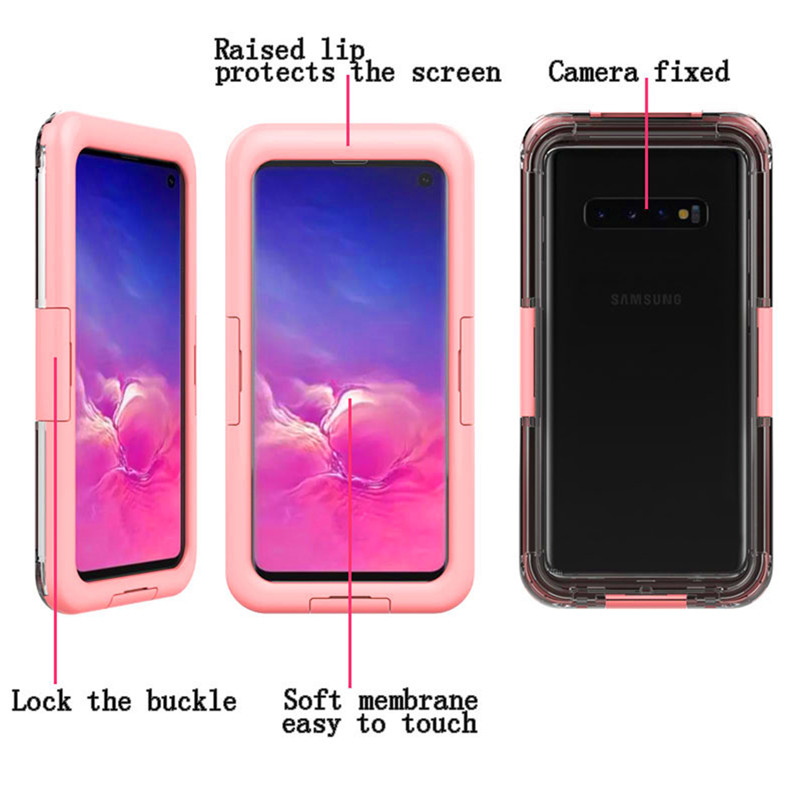 New cheap waterproof phone case for Samsung S10 ( Pink )