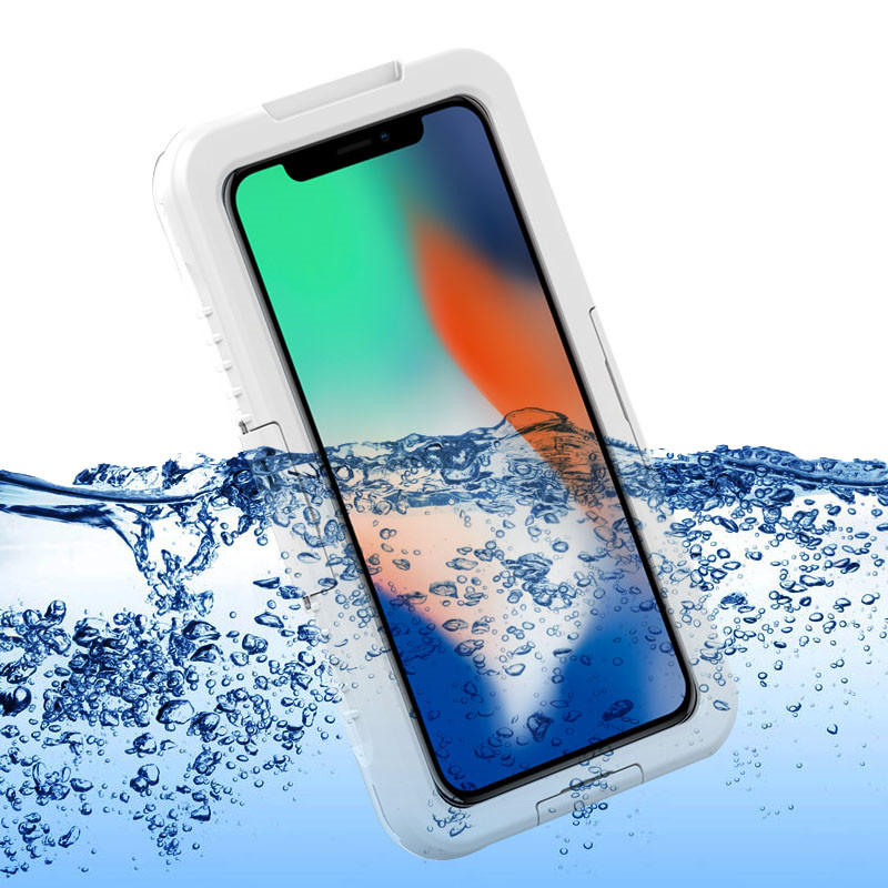 Universal mobile phone waterproof case small clear waterproof case underwater camera case for iphone XS Max ( White )