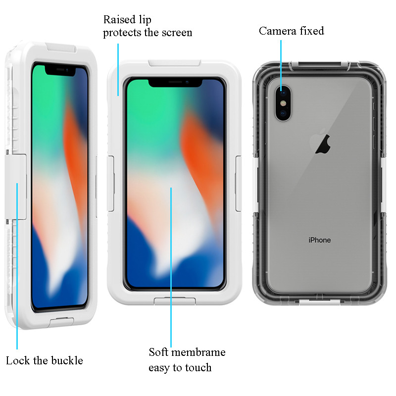 Universal mobile phone waterproof case small clear waterproof case underwater camera case for iphone XS Max ( White )