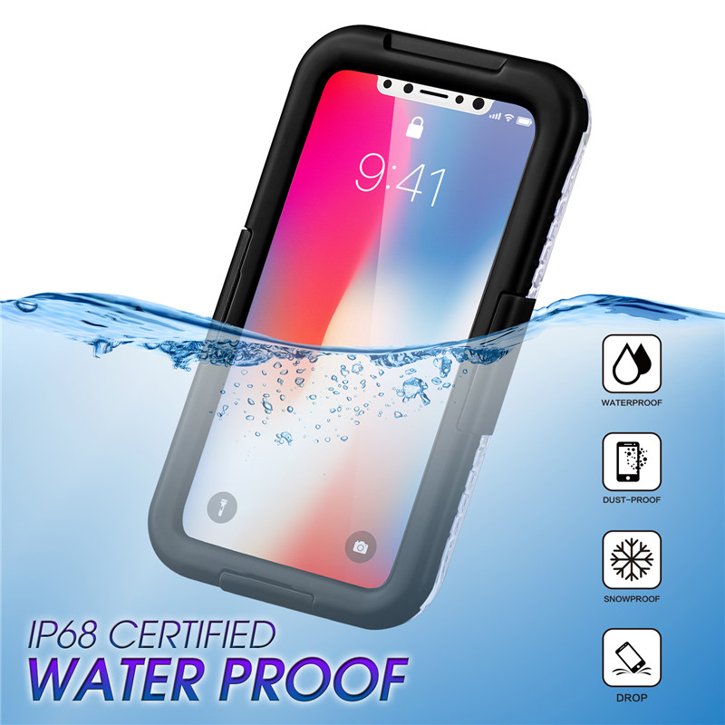 Waterproof case mobile phone iphone XS waterproof case cheap shockproof iphone case ( Black )