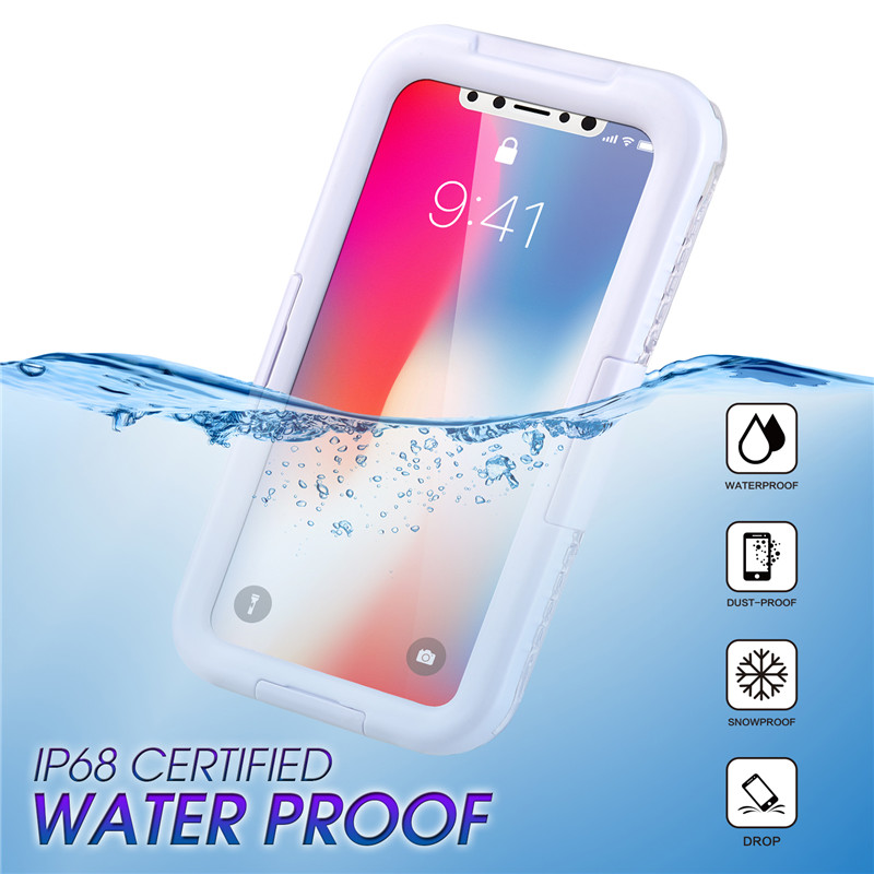 Water and shockproof iphone case waterproof case near me underwater phone camera case for iphone XS（ White )