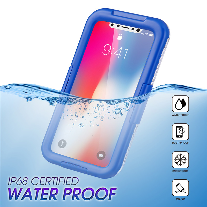 IP68 iphone case best waterproof phone case for swimming top waterproof iphone XS case ( Blue )