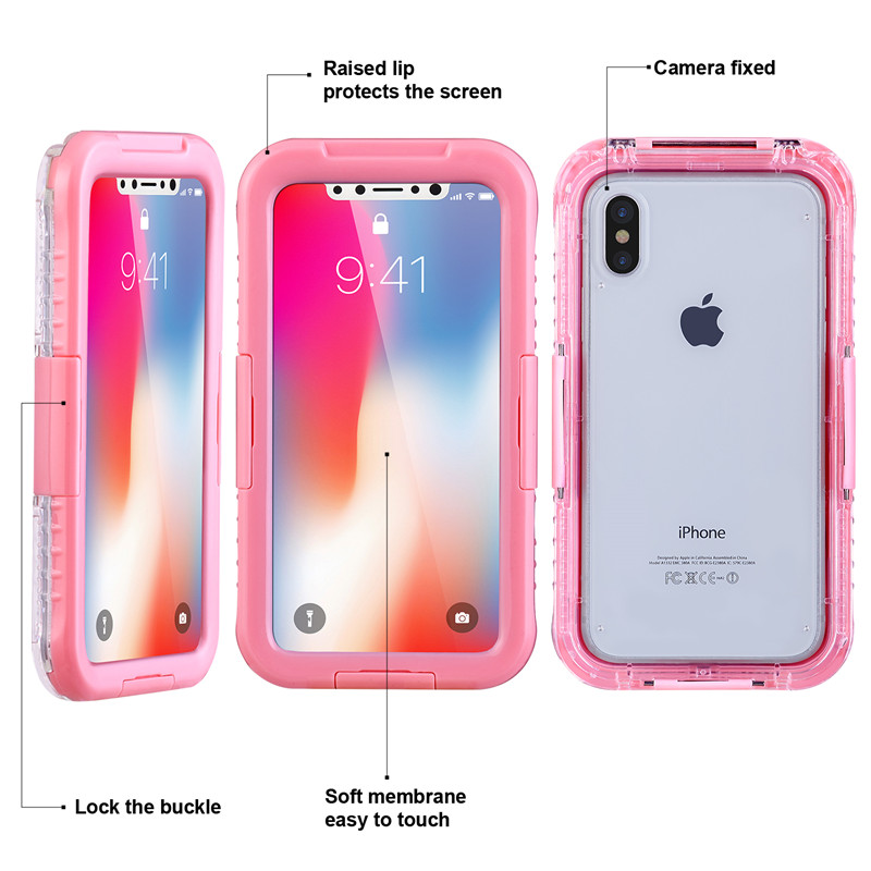 Iphone XR ip68 case waterproof phone wallet everything proof case ( Pink )