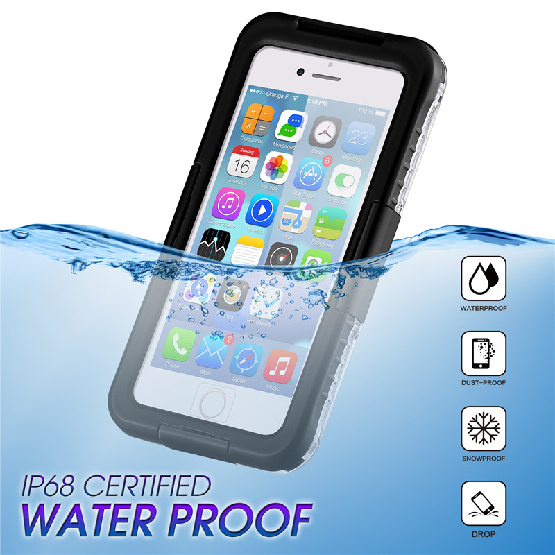 New lifeproof case iphone 8 plus snow proof iphone case best waterproof 8 plus case ( Black )